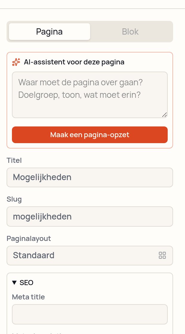 De AI-assistent die een pagina-opzet maakt