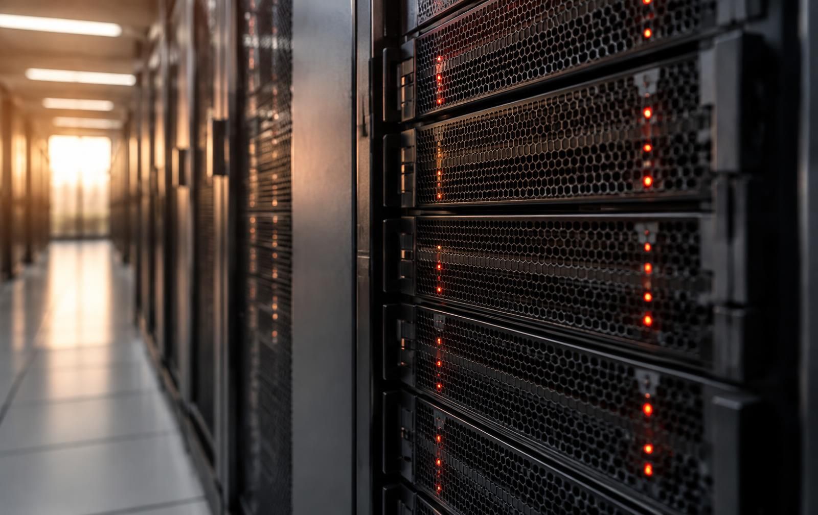 Serverrijen in een datacenter